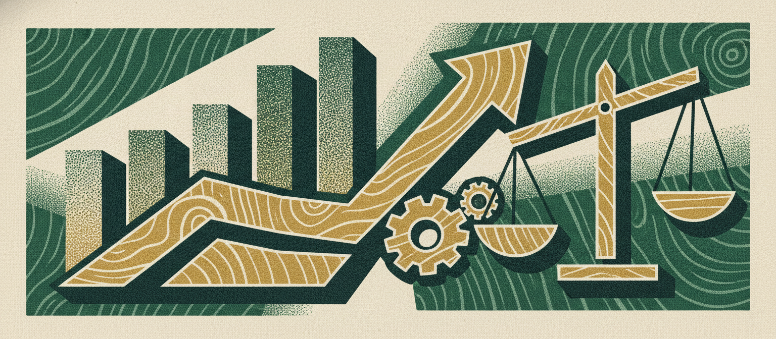 Wide woodcut finance frieze section divider.