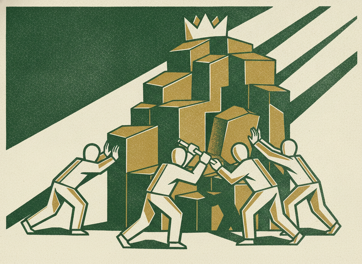 Woodcut illustration representing fitting it into your capital stack.