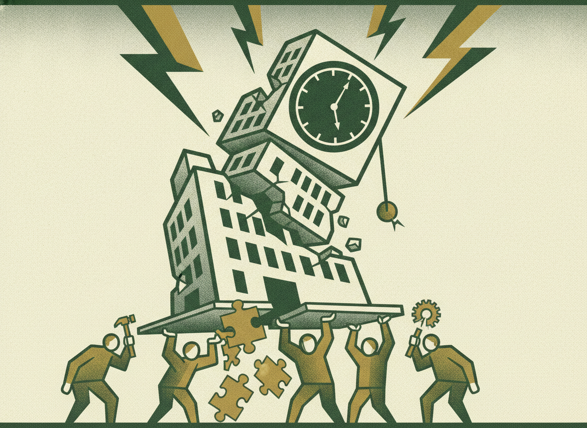 Woodcut illustration representing why most companies are falling short in 2026.
