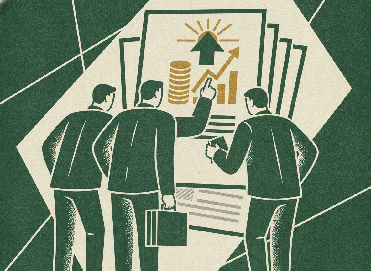Woodcut illustration representing the financial documents investors open first.