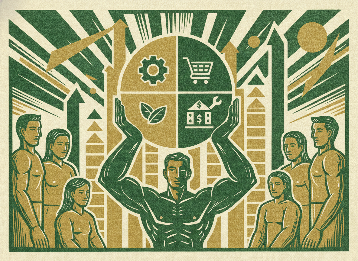 Woodcut illustration representing take rate benchmarks by category.