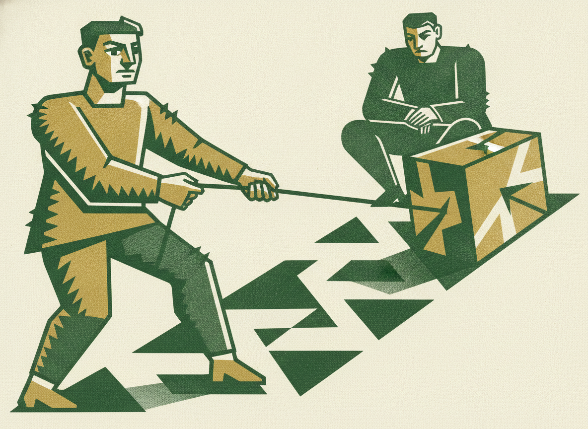 Woodcut illustration representing the shift to patient responsibility.