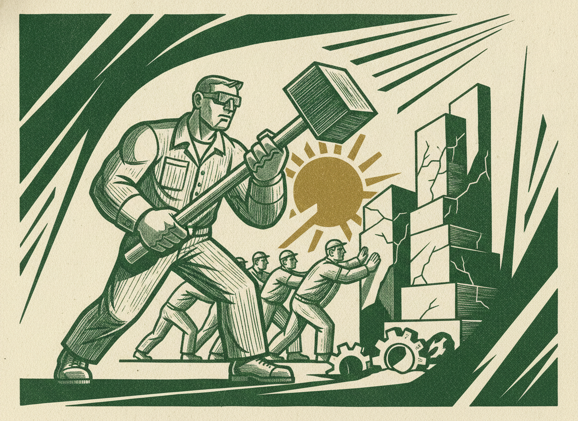 Woodcut illustration representing profit was down is not an answer.