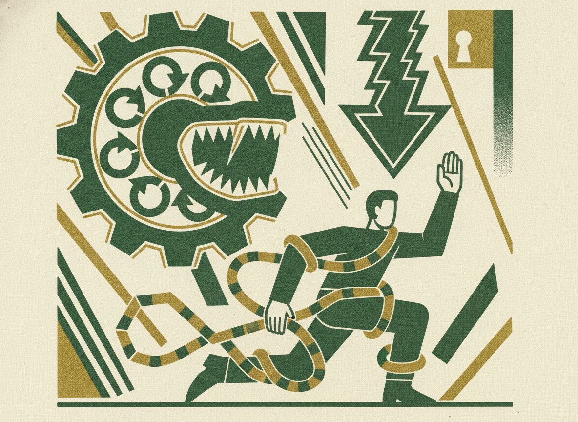 Woodcut illustration representing auto-renewal: the clause designed to catch you.