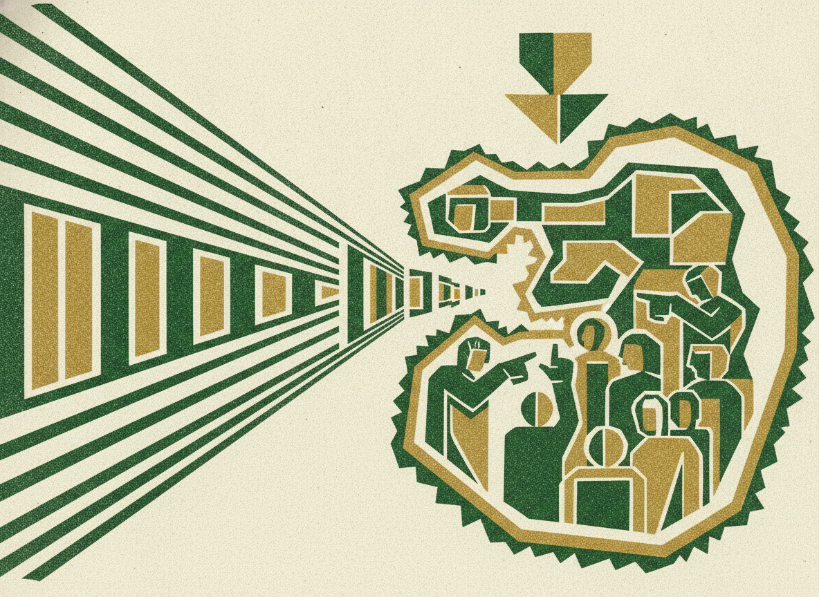 Woodcut illustration representing channel and geographic concentration.
