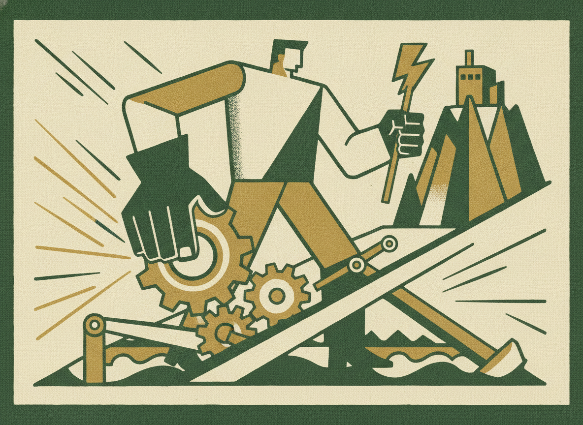 Woodcut illustration representing the vp of finance: execution and operations.