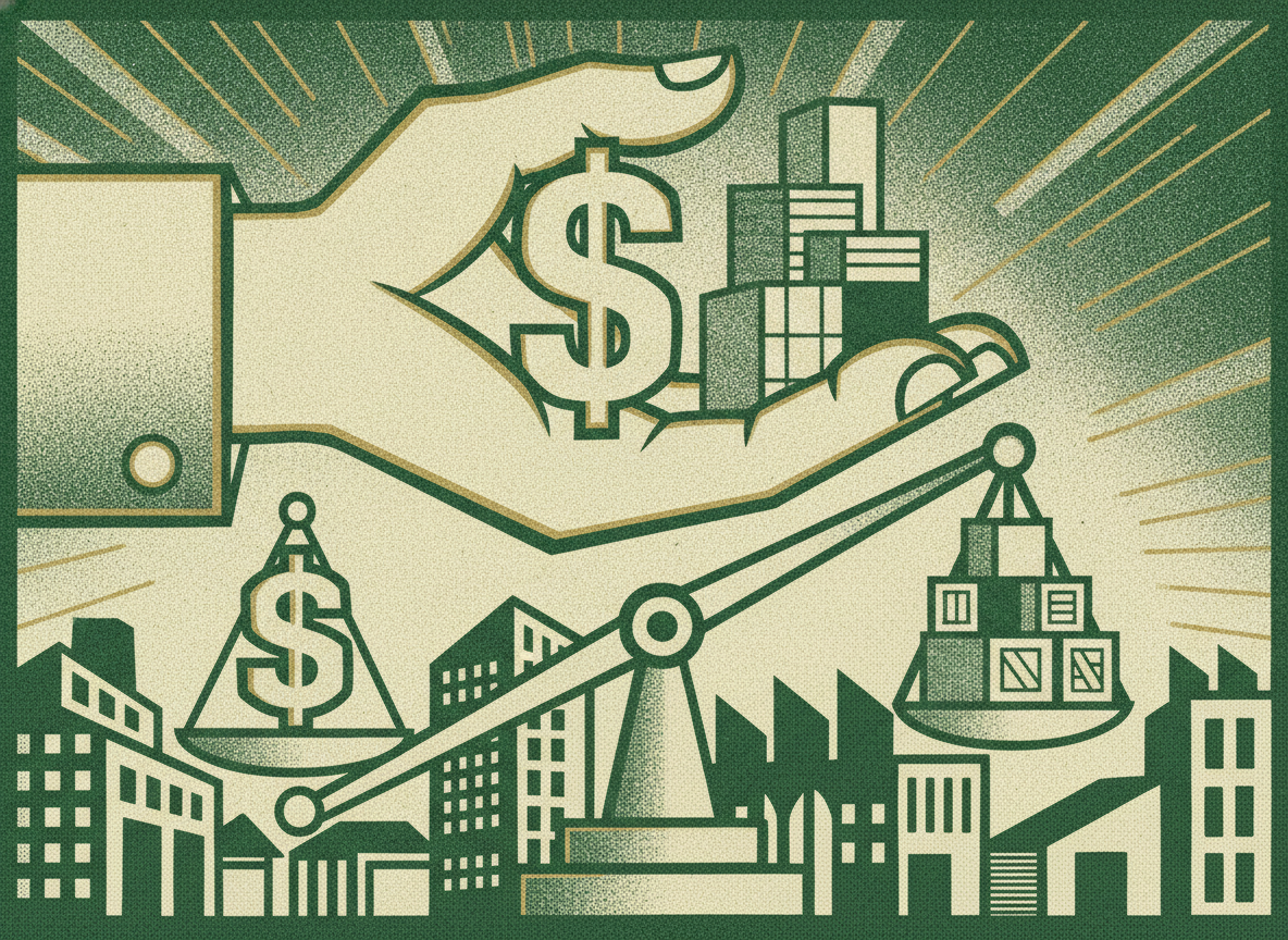 Woodcut illustration representing inventory: the other half of the cash picture.