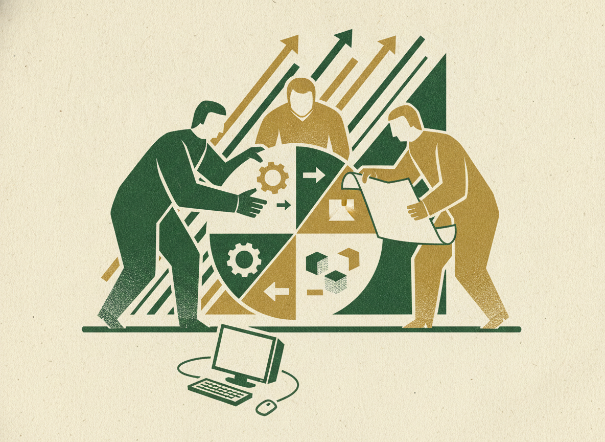 Woodcut illustration representing plan the scope before you touch the software.
