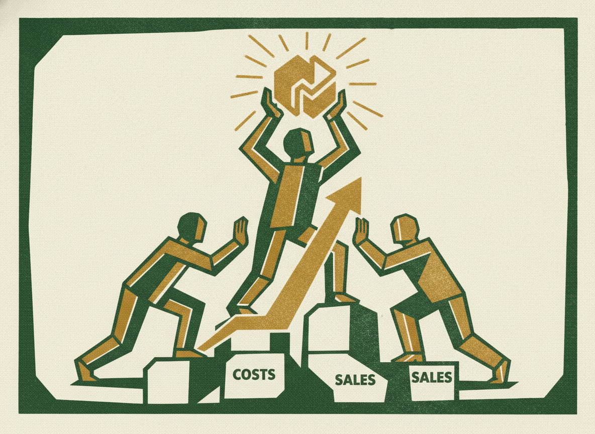 Woodcut illustration representing contribution margin: the number that tells the truth.
