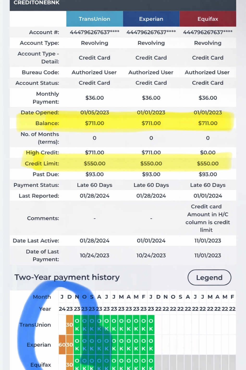 Bad Authorized User Example - Credit One Bank