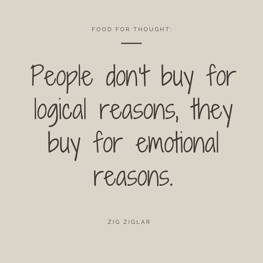 Zig Ziglar Quote: People don't buy for logical reasons, they buy for emotional ones. Zig Ziglar Quote: People don't buy for logical reasons, they buy for emotional ones.