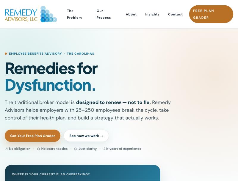 Remedy Advisors website preview