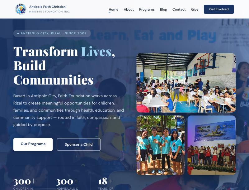 Antipolo Faith Foundation website preview