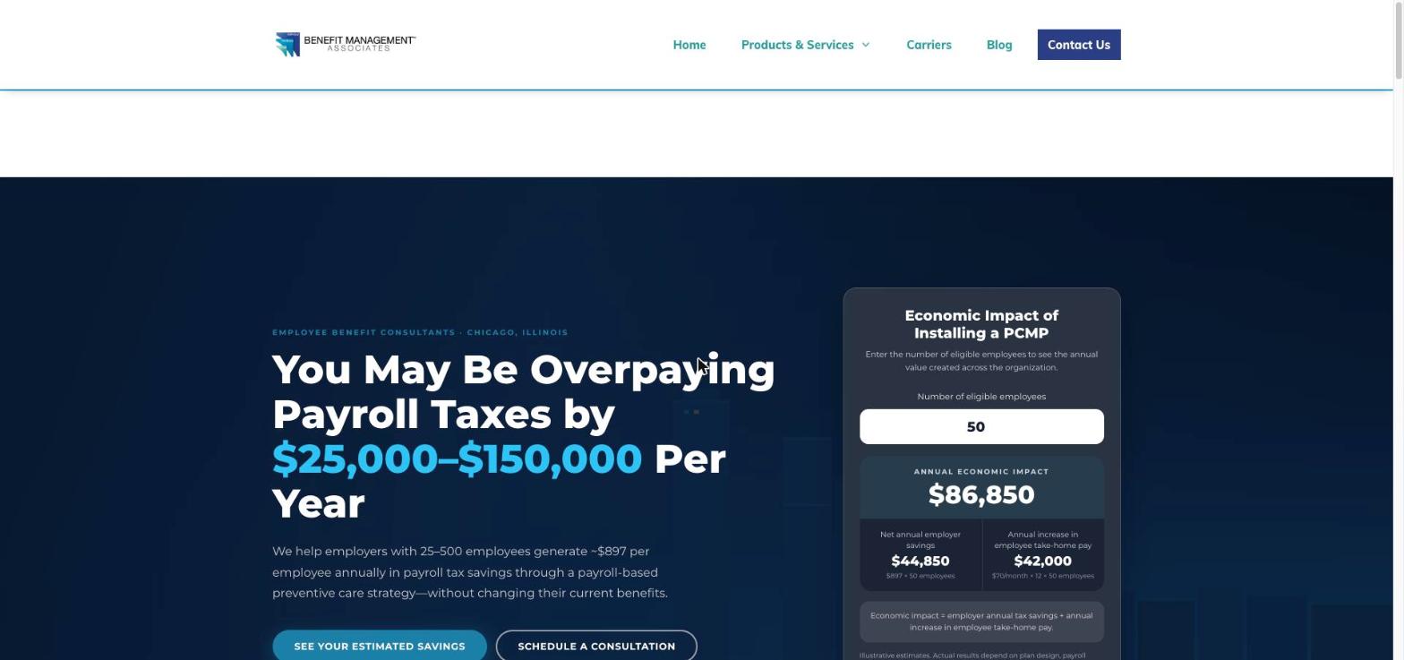 Benefit Management Associates website preview
