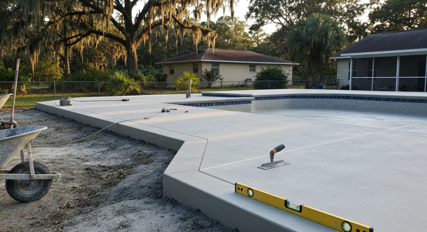 New pool deck installation