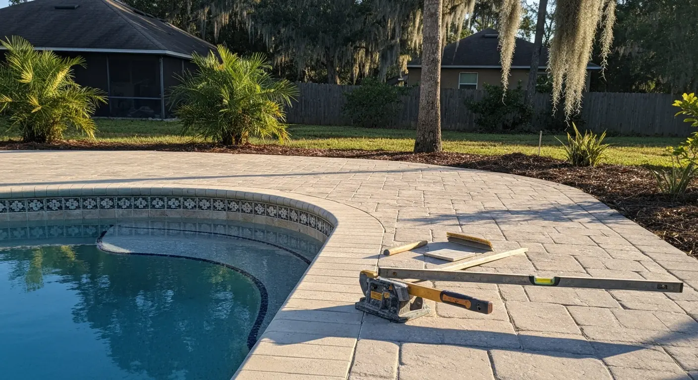Pool tile and deck installation