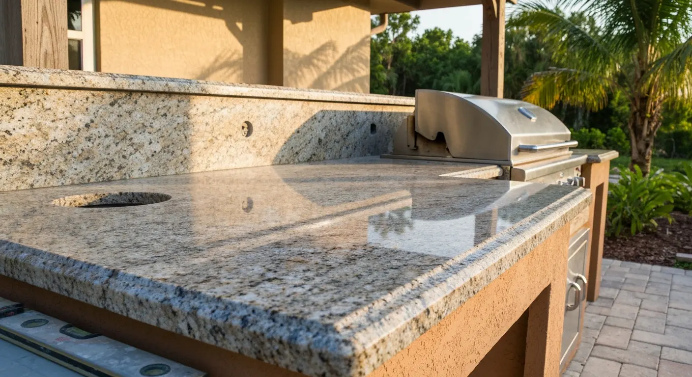 Granite countertop outdoor kitchen