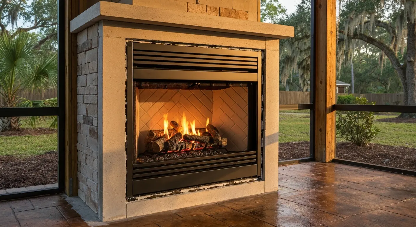 Gas fireplace installation