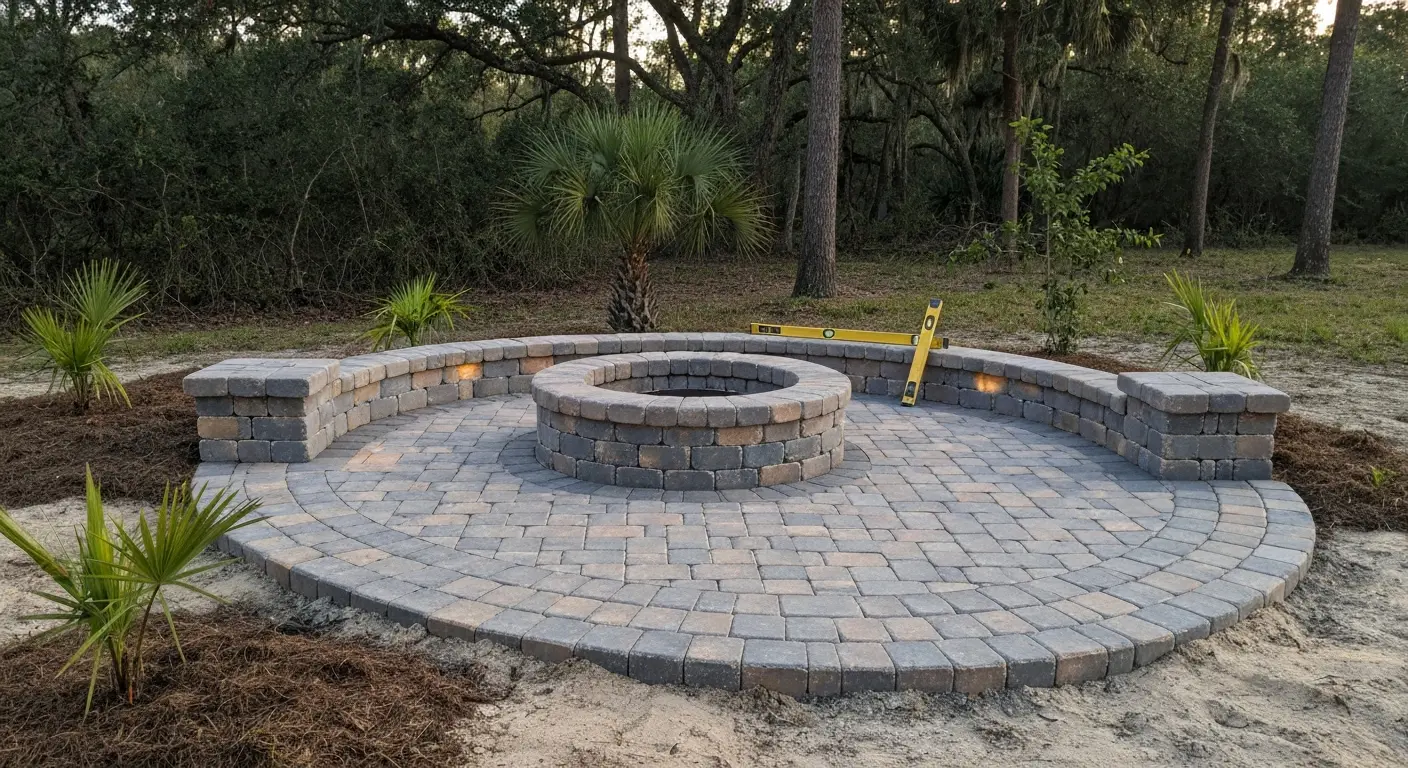 Patio with fire feature