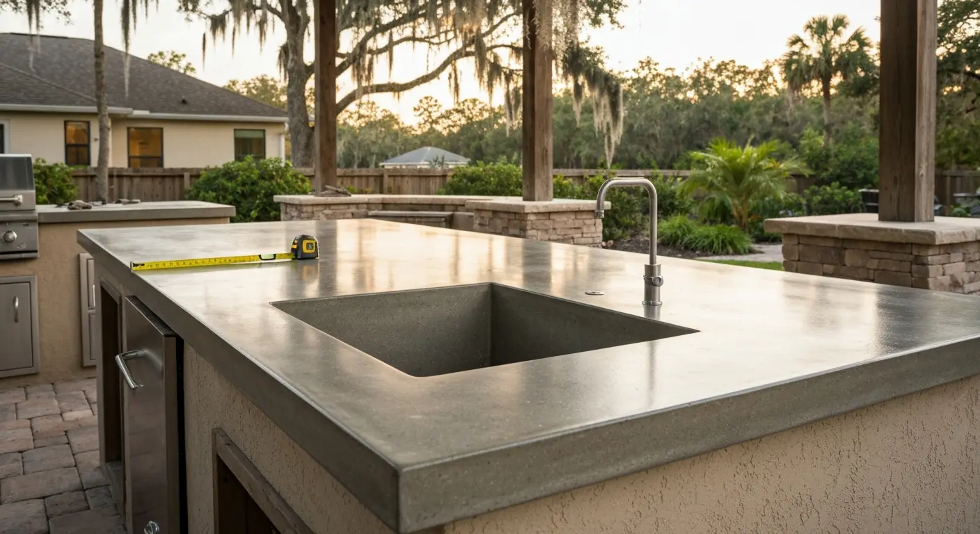 Concrete countertop outdoor kitchen