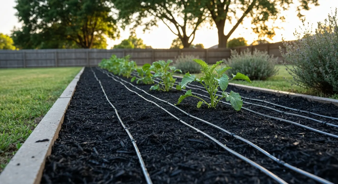 Drip irrigation installation for garden beds