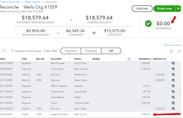 QBO QuickBooks Online Reconciliation 