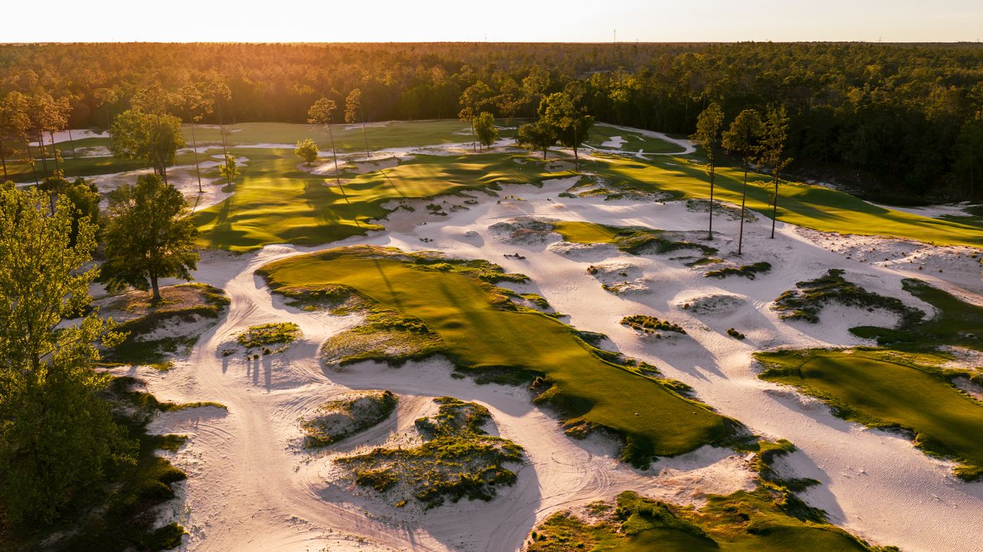 Aerial of the course at sunrise