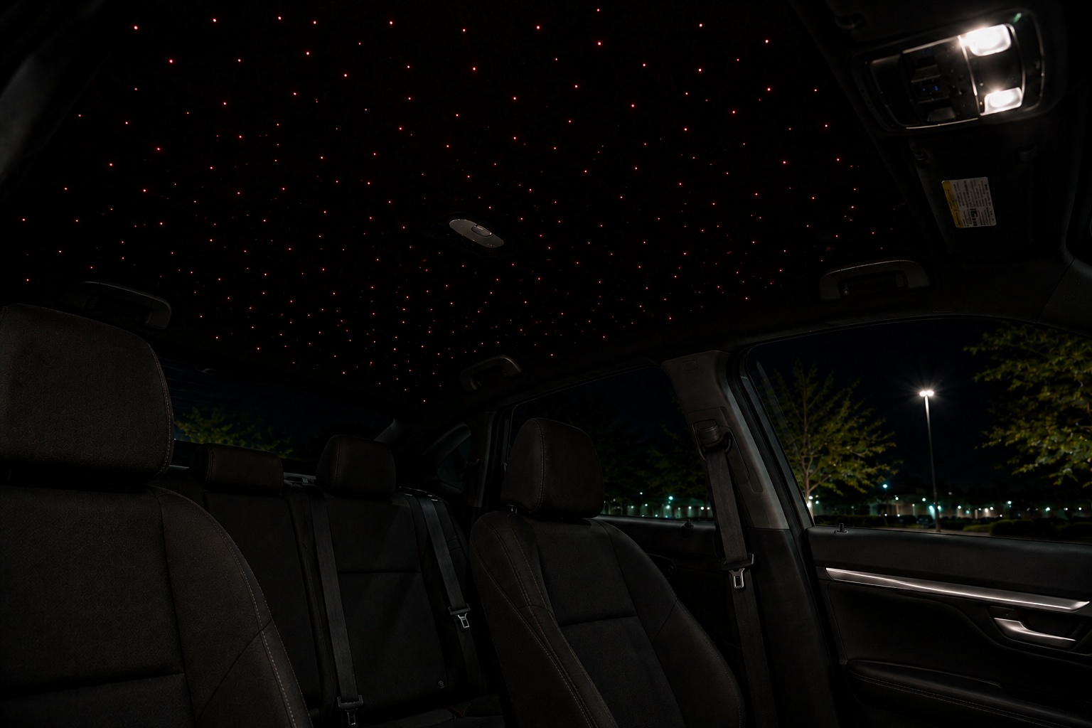 Starlight headliner, 450 stars, red light
