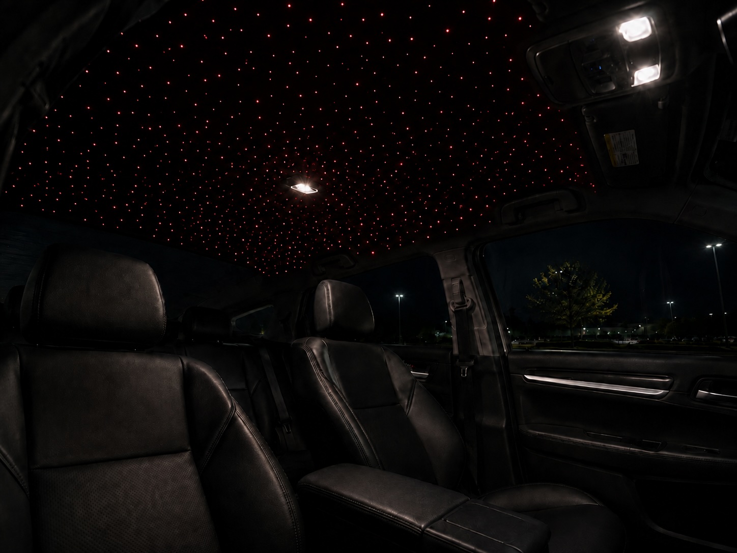 Starlight headliner, 1200+ stars, red light