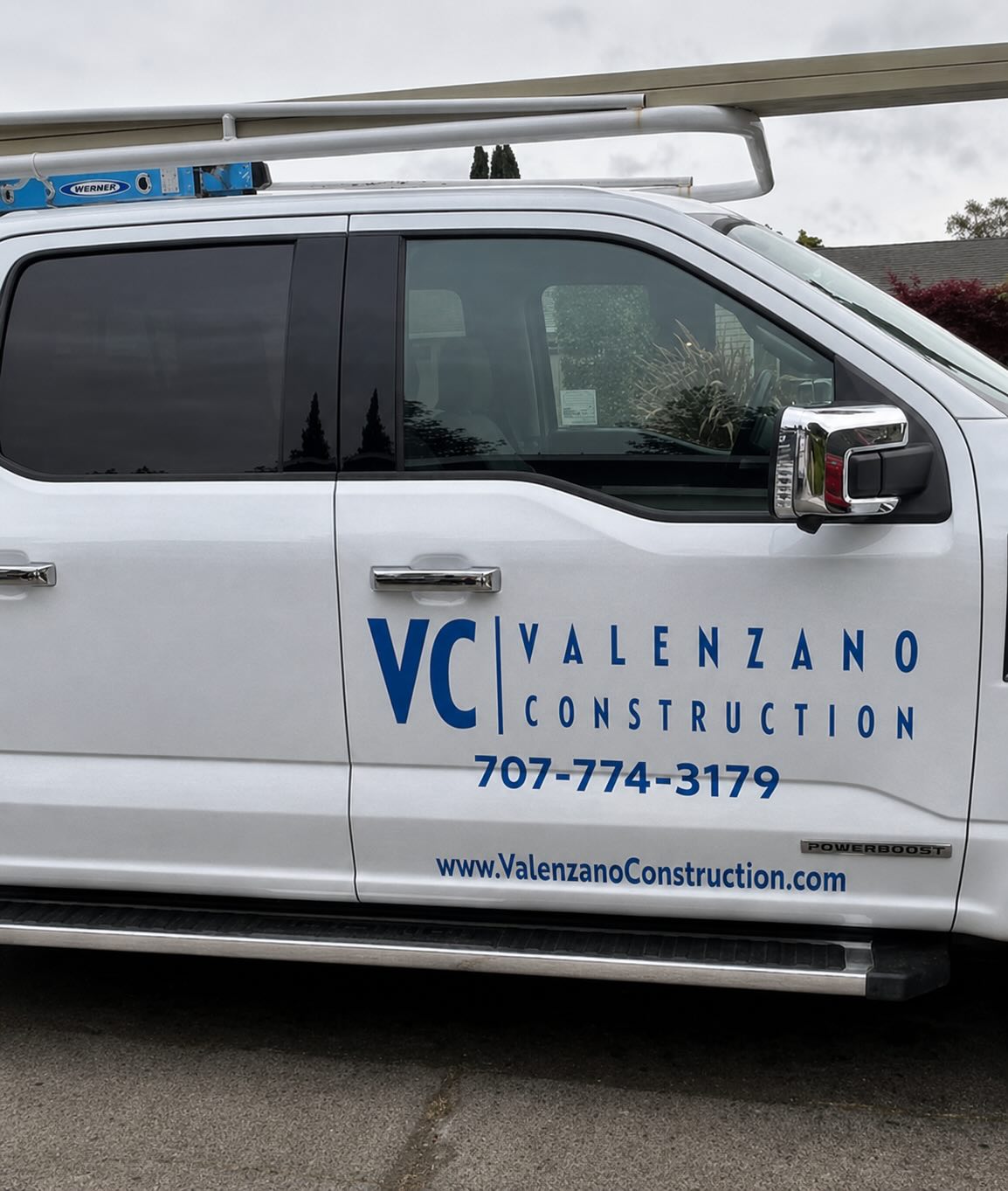 Completed decal wrap on a truck, Valenzano Construction