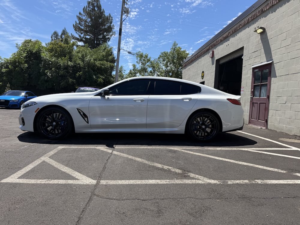 White BMW with window tint