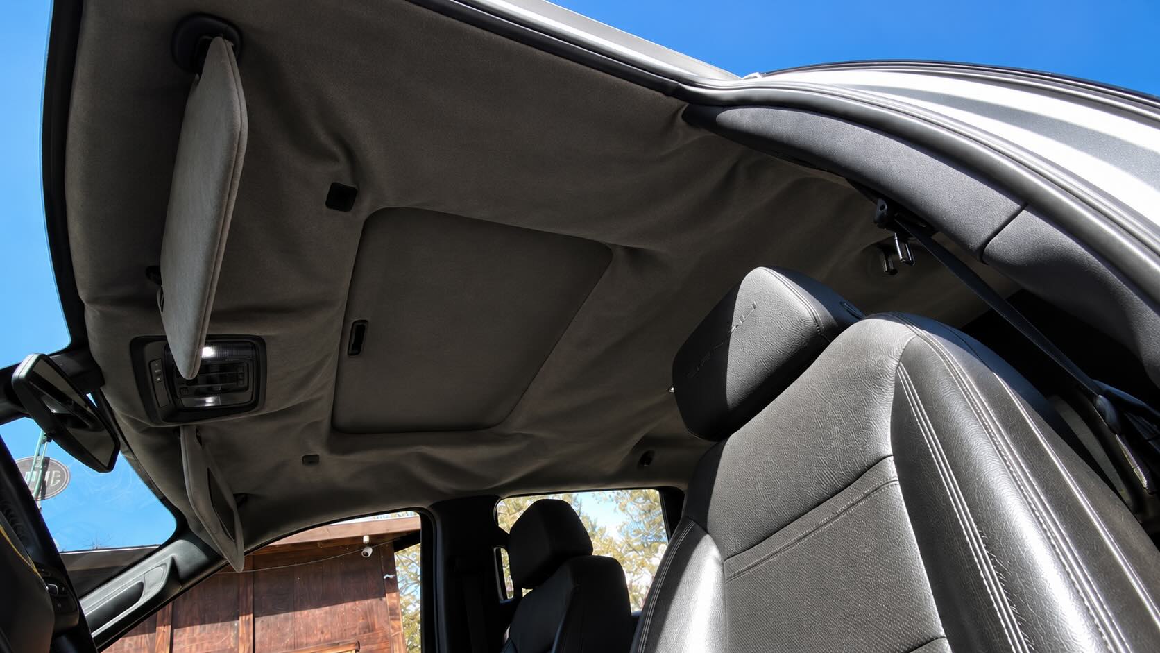 Factory headliner before removal, condition before install