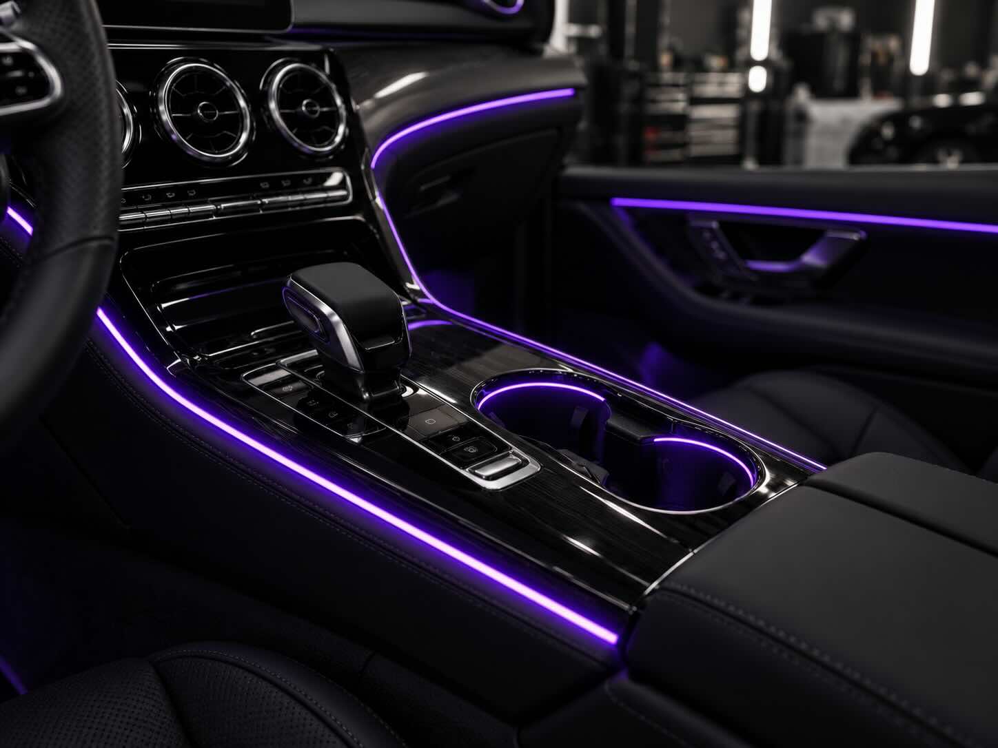 Ambient lighting installed around center console