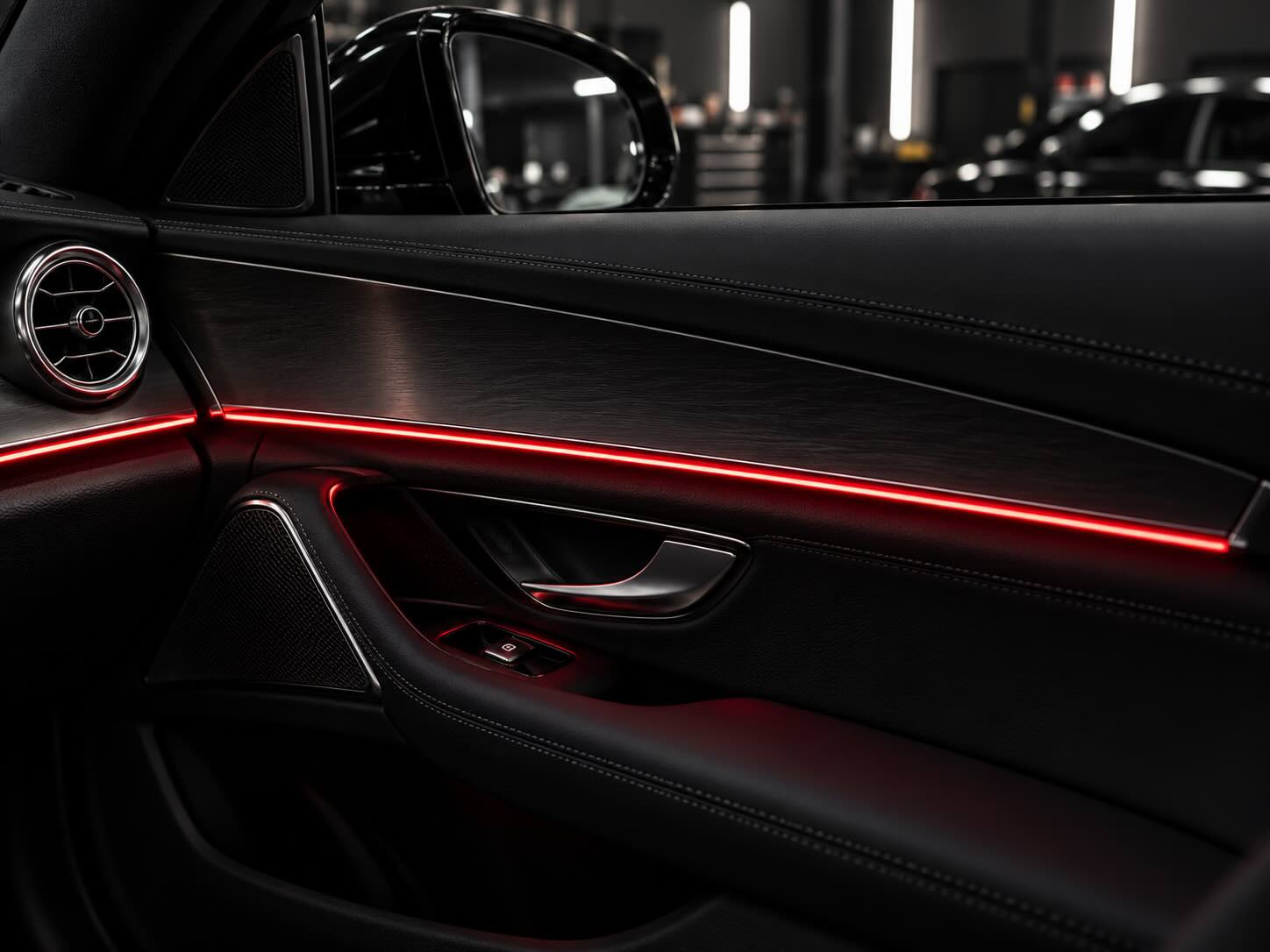 Ambient lighting installed along door panel trim