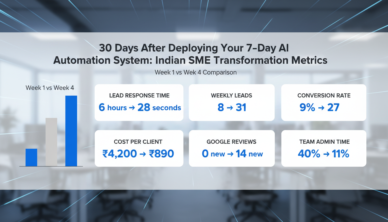 30-day results after 7-day AI automation deployment for Indian SMEs before and after metrics