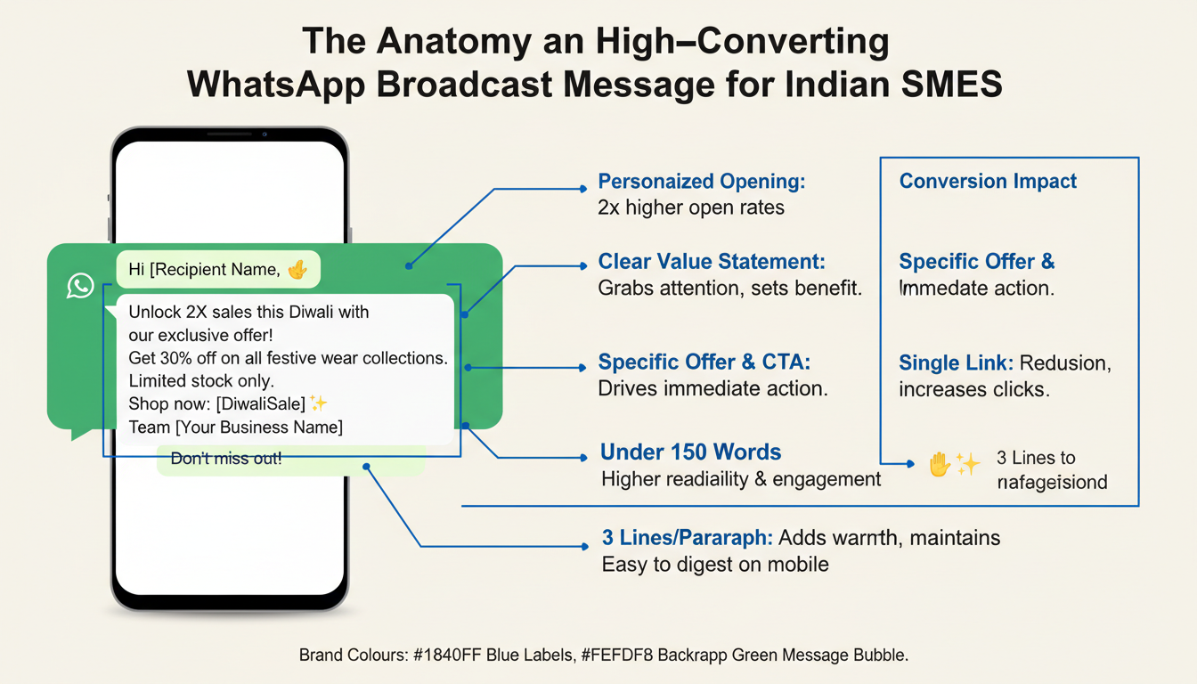 Anatomy of high-converting WhatsApp broadcast message for Indian SMEs
