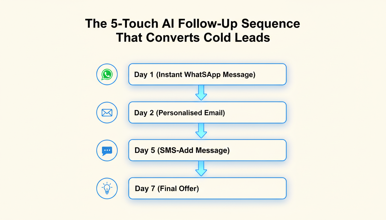 5-touch AI follow-up sequence diagram for service businesses 2026