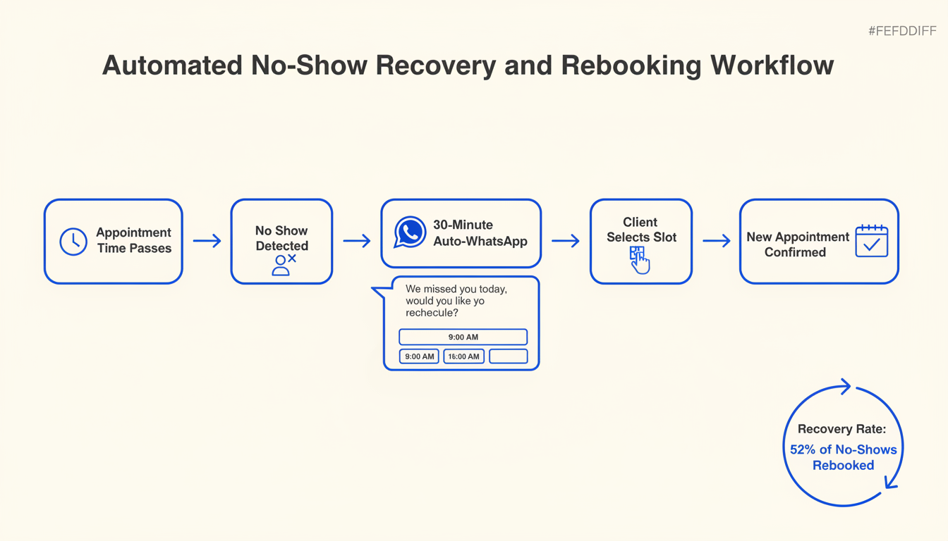Automated no-show recovery and rebooking workflow for service businesses