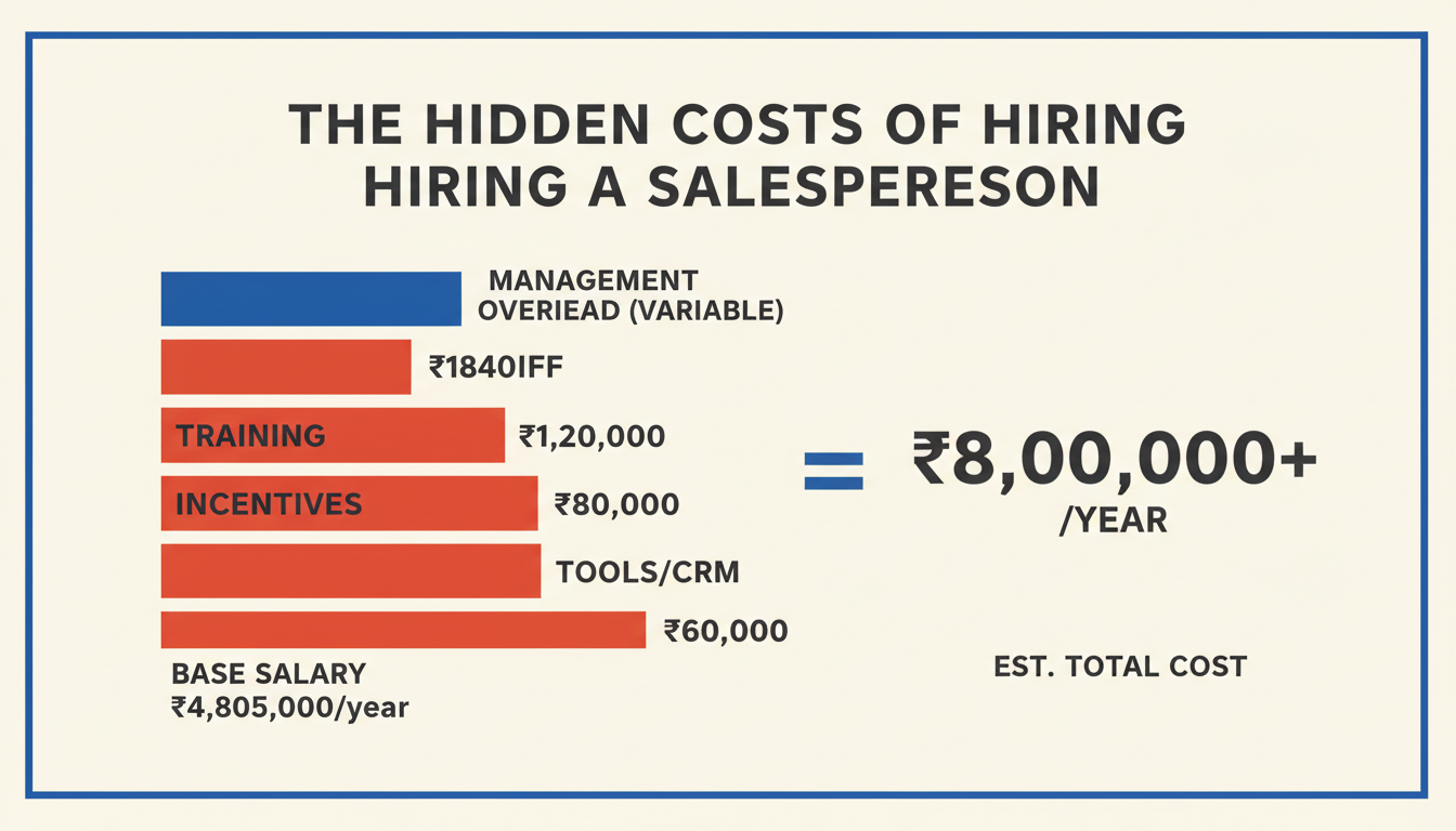 Hidden cost breakdown of hiring a salesperson for Indian SMEs 2026