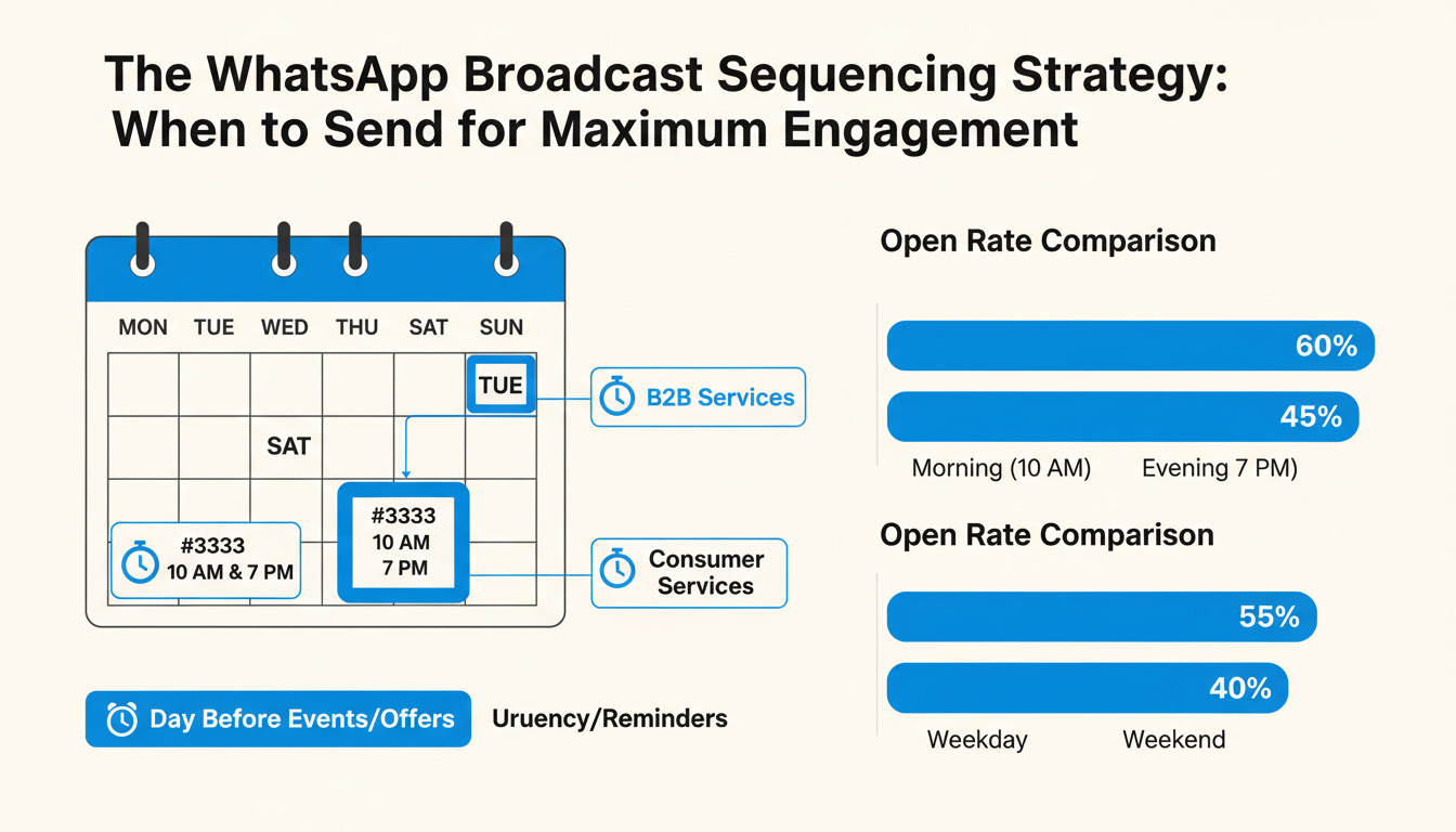 WhatsApp broadcast timing strategy for maximum open rates Indian SMEs