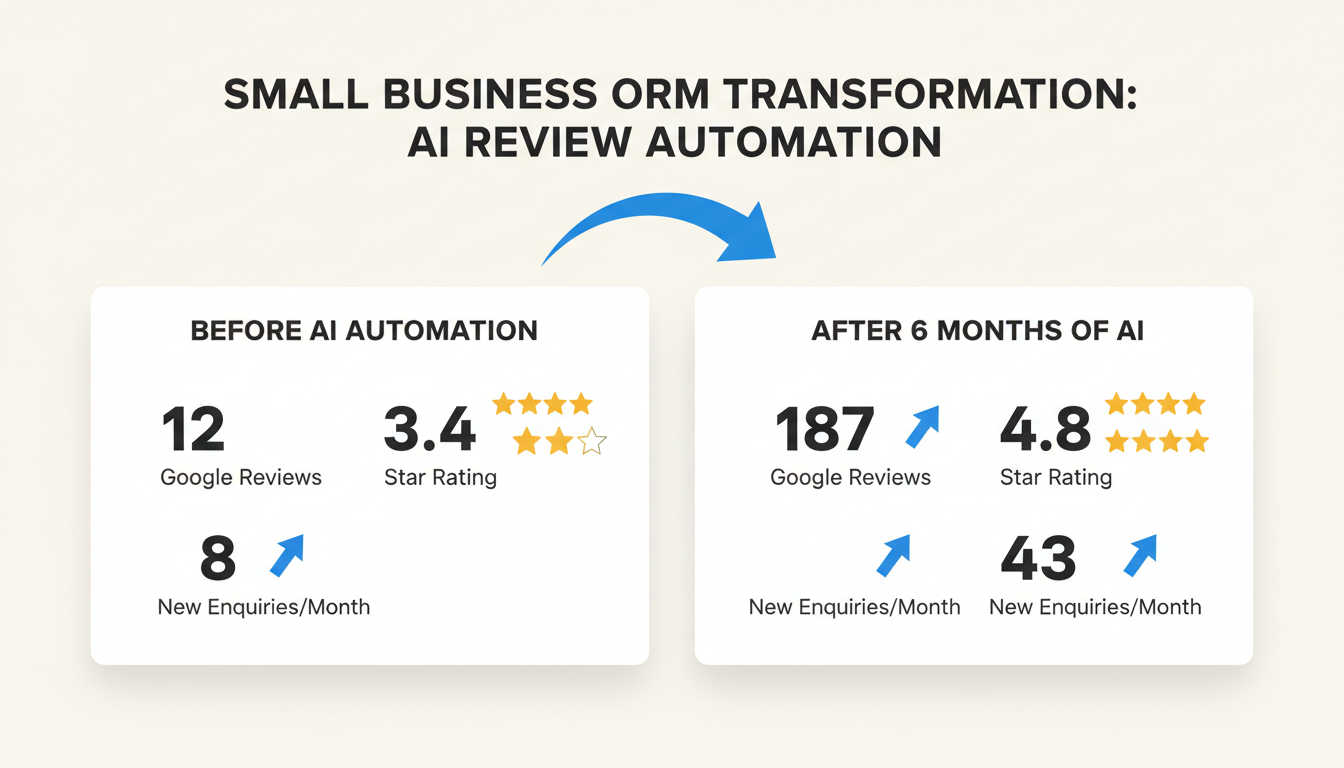 Small business ORM transformation results 5-star Google reviews on autopilot metrics