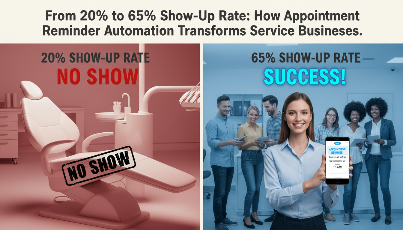 Appointment reminder automation transforms service business show-up rates from 20 to 65 percent