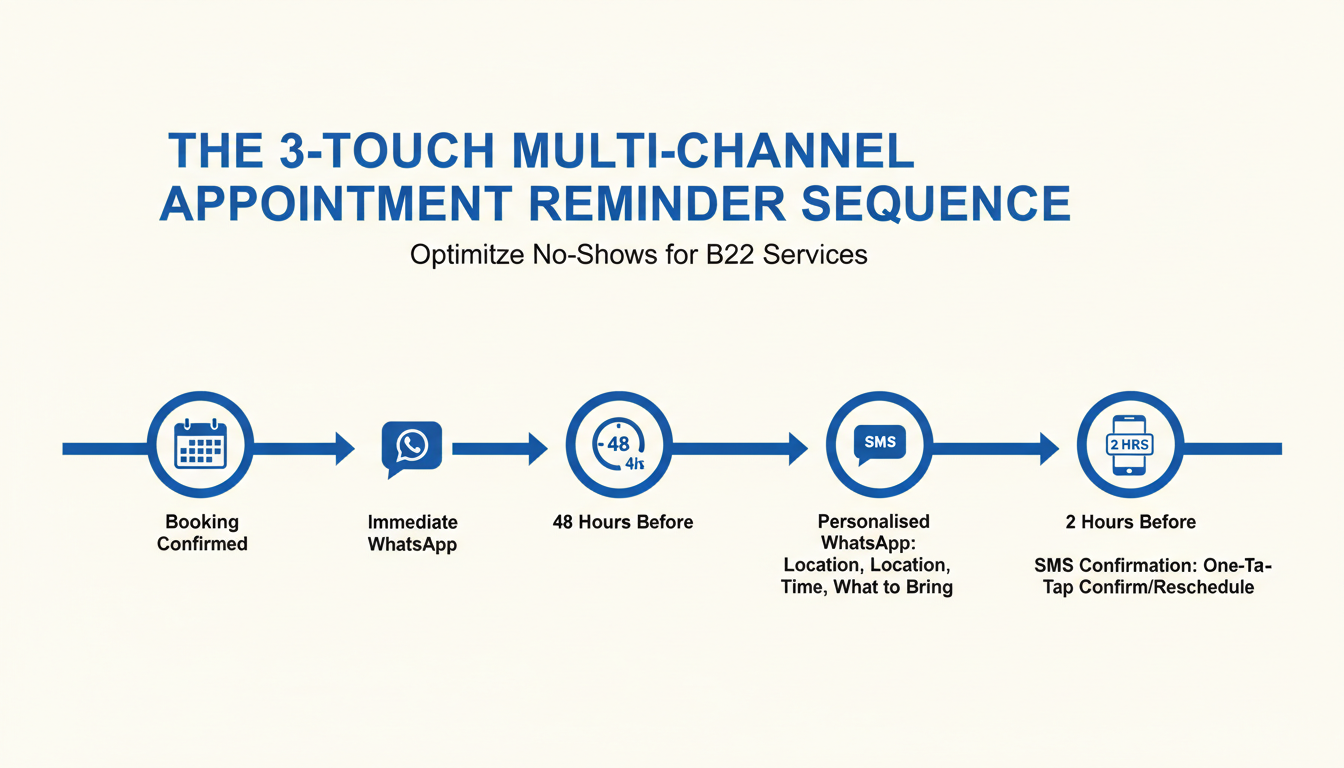 3-touch multi-channel appointment reminder sequence for service businesses