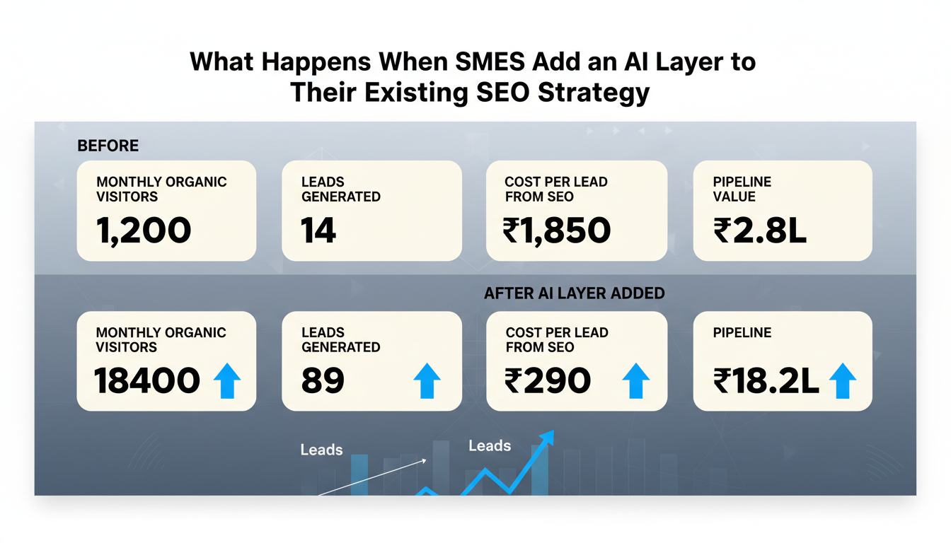 SEO to AI layer results: organic traffic lead conversion improvement dashboard