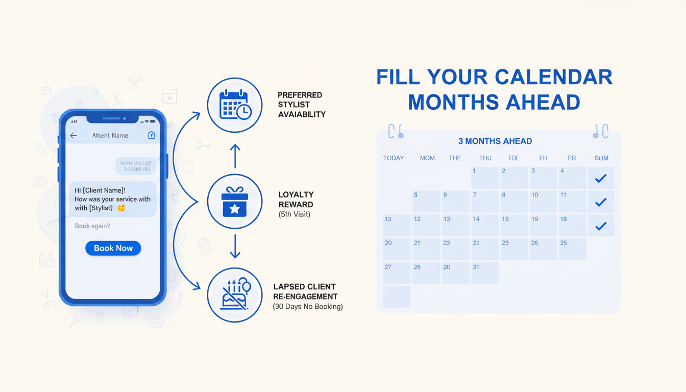 Salon and spa client retention and automated rebooking system