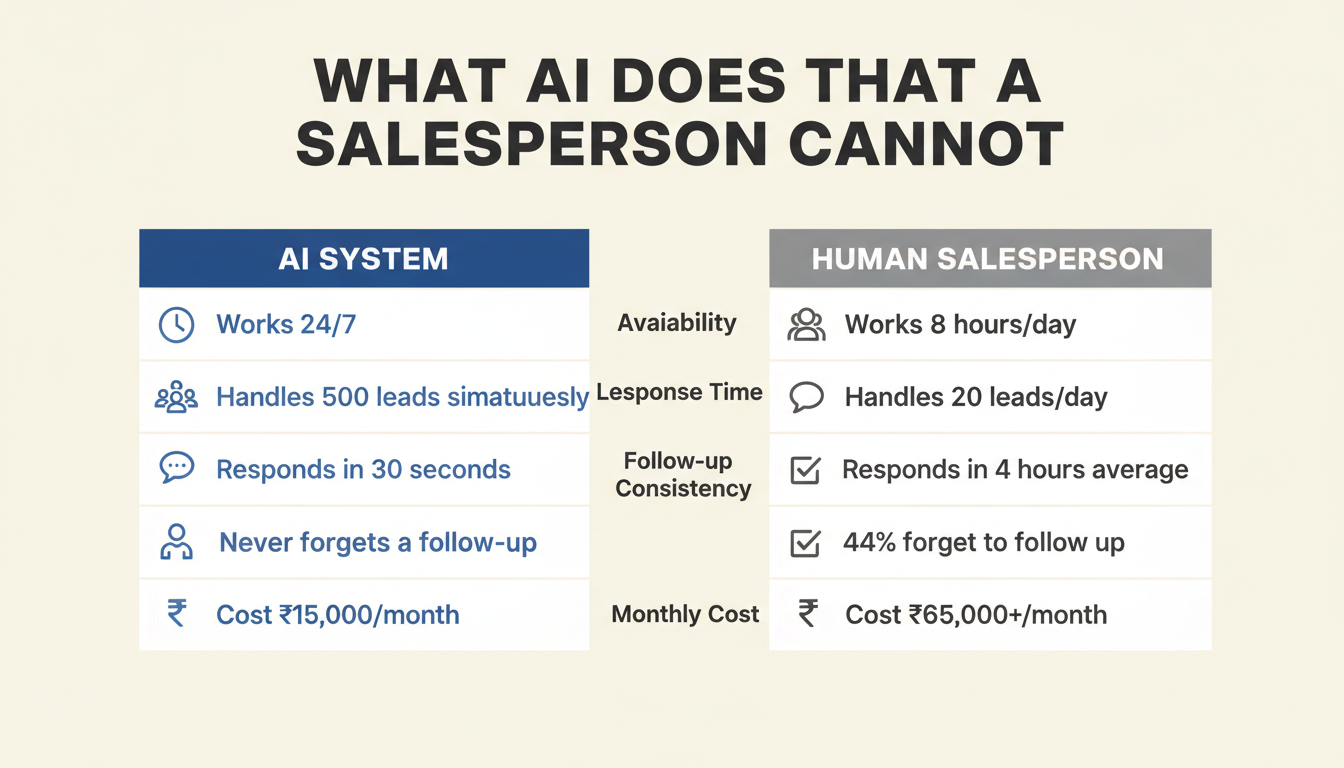 AI automation vs salesperson performance comparison for Indian SMEs