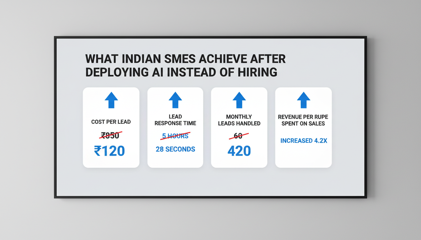 ROI comparison AI automation vs salesperson hire for Indian SMEs results dashboard