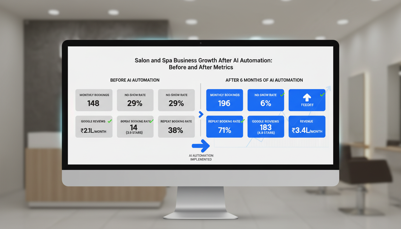 Salon and spa business growth metrics after AI automation 6 months results