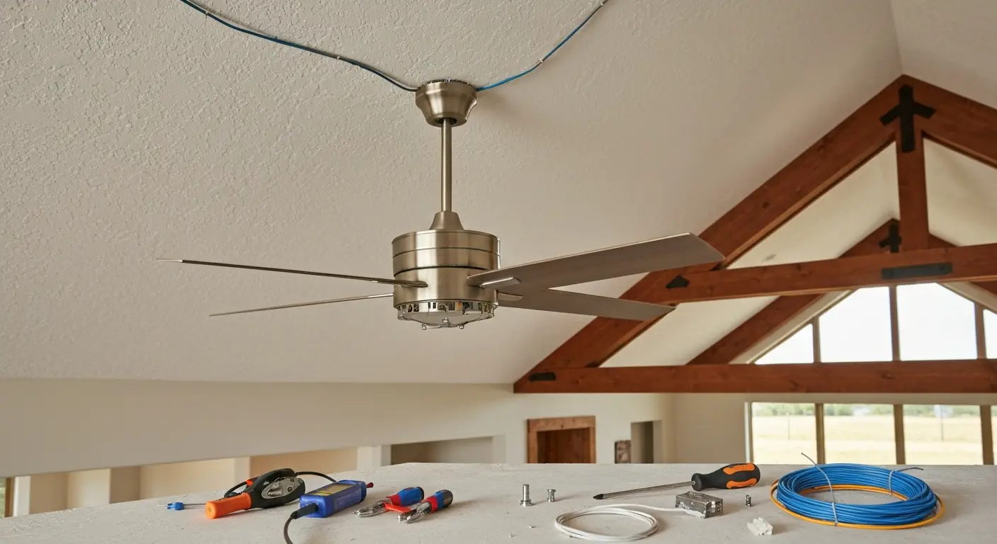 Ceiling fan installation and wiring