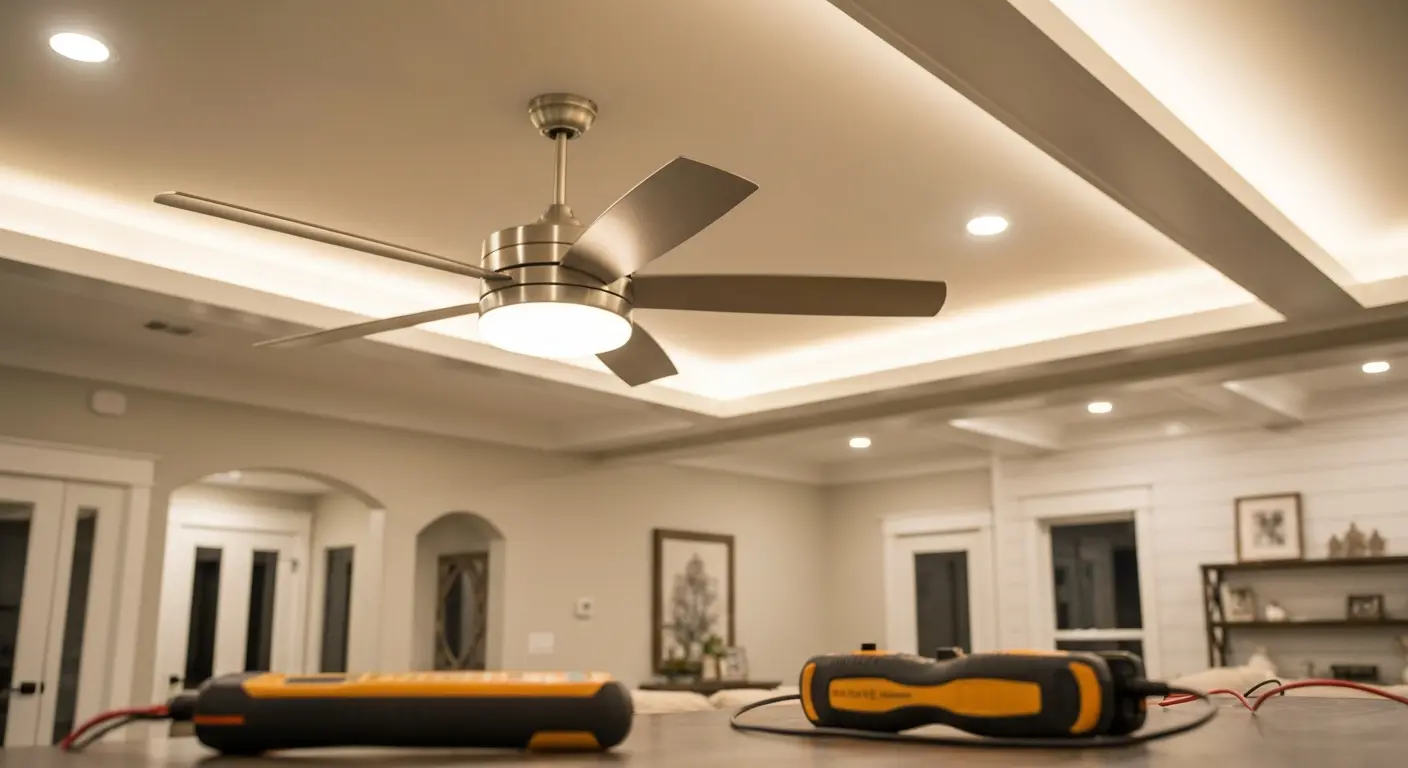 Ceiling fan and lighting installation